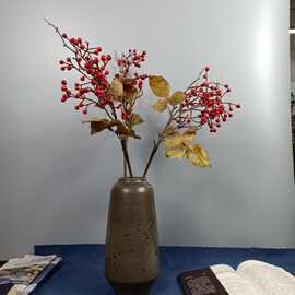 装饰道具仿真花摆件苦苓果复古风装饰物浆果家居客厅茶几摆件新款