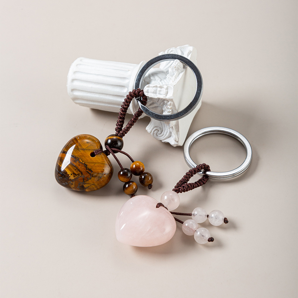 21g Weight Keychain Classification 1 Piece Quantity Holiday, Daily Occasion Crystal, Agate Material Heart Shape Pattern Unisex Gender Simple Style Style Simple Style Heart Shape Crystal Agate Unisex Keychain 1