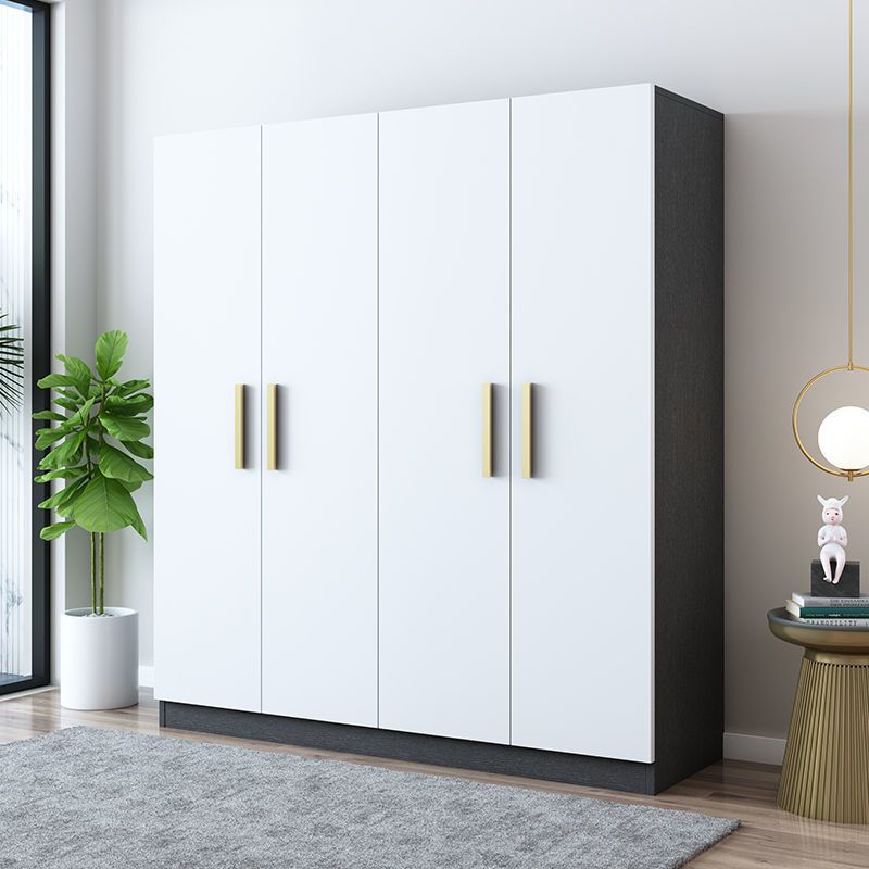 Simple Modern Wardrobe, Economical Solid Wood Paint-Free Panel-Style Kitchen and Home Decoration, 234-Door Assembly Practical Storage Furniture