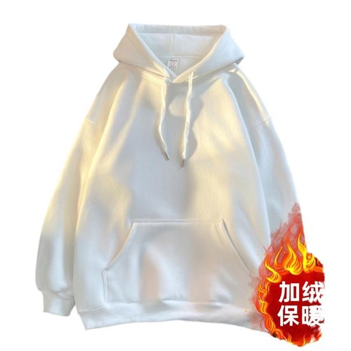 Men's 2024 New Hooded Sweatshirt Casual Thicken Warm Outerwear High-end Plain Color for Autumn and Winter