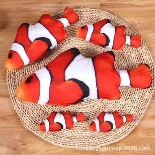 Pet supplies simulated fish toy for cats, plush cat supplies, catnip fish cushion, factory wholesale