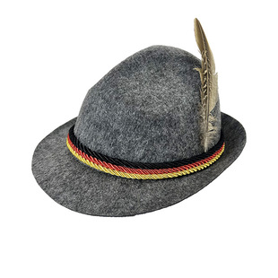 German Oktoberfest Dark Gray Jazz Hat Gray Non-Woven Shaped Jazz Feather Party Hat Performance Hat