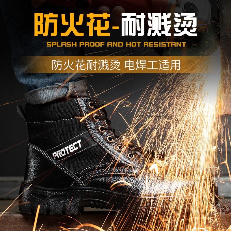 Labor protection shoes, anti-smash and puncture-proof, men's high-top winter velvet, warm, comfortable and wear-resistant, classic work shoes, safety shoes