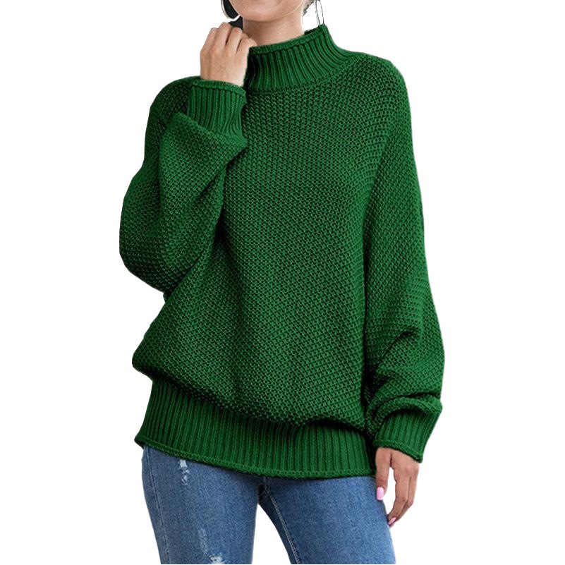 Suéter de punto grueso de exportación europeo y americano para mujer, éxito de ventas en Amazon para otoño e invierno 2025, con bordes enrollados y mangas de murciélago, YW1008