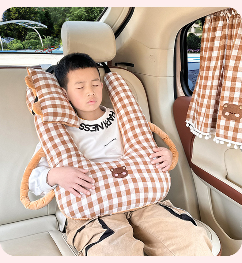 Children's Car Headrest Neck Pillow Cartoon Car Sleeping Artifact Neck Pillow Double-sided Available Car Sleeping Pillow
