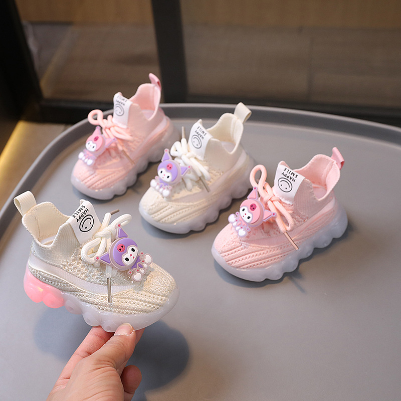 A generation of children's sneaker baby coconut shoes fly weaving girls shoes 2024 spring new girls net shoes