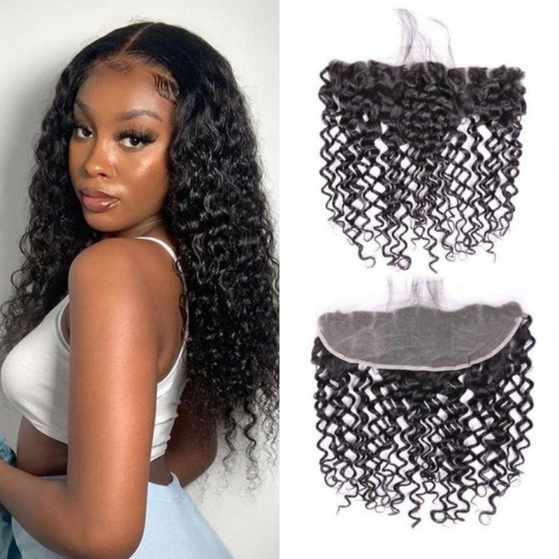 13*4 water wave HD Transparent lace huamn hair frontal closu
