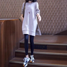 欧货女装中长款卫衣女遮屁股2025秋冬新款宽松显瘦圆领加厚连衣裙