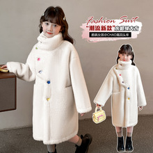 女童仿水貂绒外套秋冬款2025新款女大童冬装中长款皮毛一体厚大衣