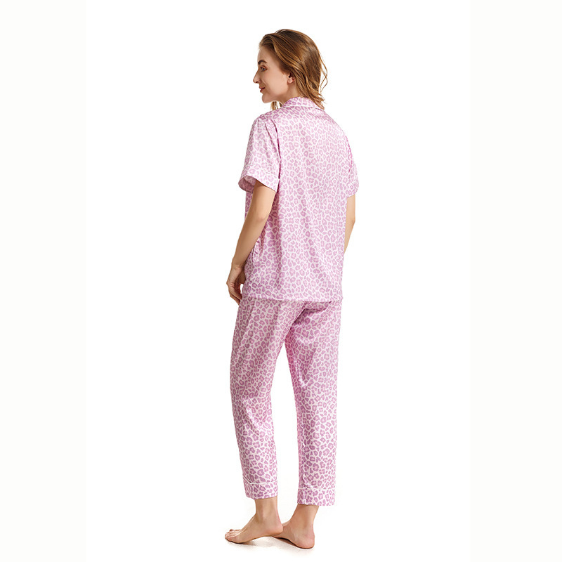 ZF 夏薄い半袖アイスシルクパジャマシルクホーム服セット女性のハイエンド模擬シルクパジャマ卸売|undefined