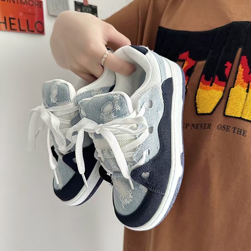 National Trendy Men's Shoes Ins Niche Original American Style Vintage Stitching Thick Bottom Bread Shoes All-match Sports Skate Shoes for Couple