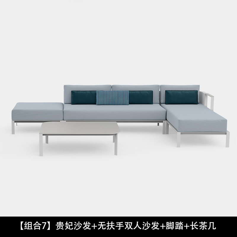 Sofá nórdico al aire libre ocio minimalista diseñador de acero inoxidable patio villa creativo impermeable muebles al aire libre