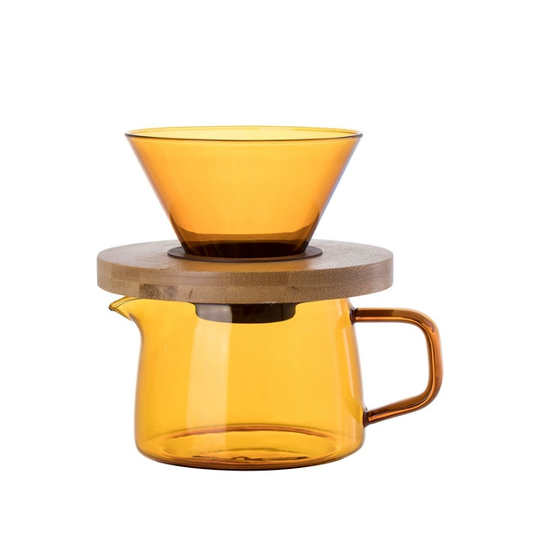 Glossy amber coffee pot, set, 300 ml