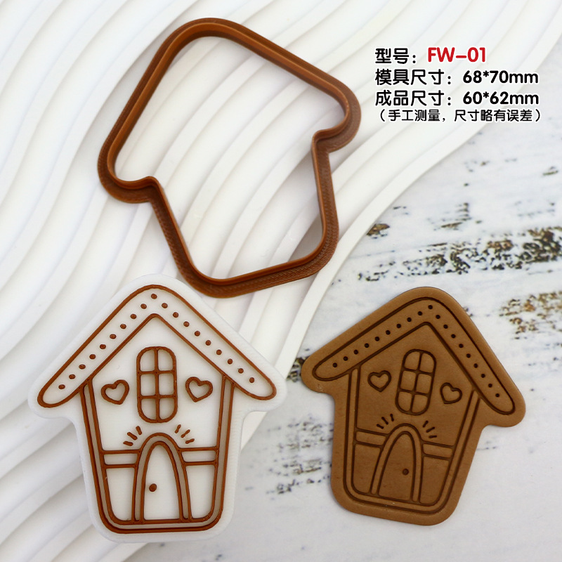 Casa Navidad casa molde de galletas hornear fiesta molde de fondant de bricolaje prensa tridimensional 3D molde de corte de galletas de glaseado