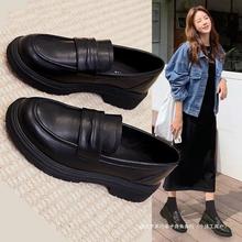 断码红青蜓单鞋女2024秋季新款英伦厚底工作小皮鞋软皮乐福鞋