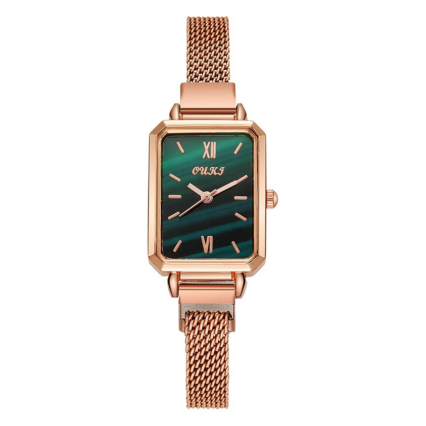 Vive en línea celebridad tiktok ventas retro elegante reloj de mujer reloj al por mayor reloj cuadrado pequeño de mujer reloj de mujer pequeño verde