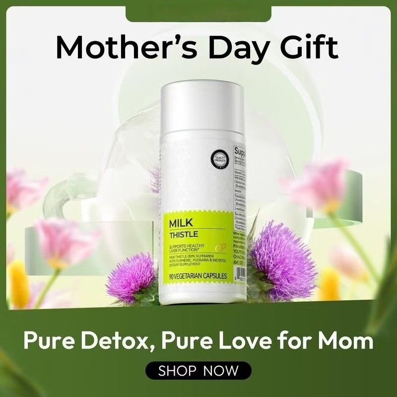 现货跨境热销欧米伽牛奶蓟胶囊Milk Thistle Liver Detox