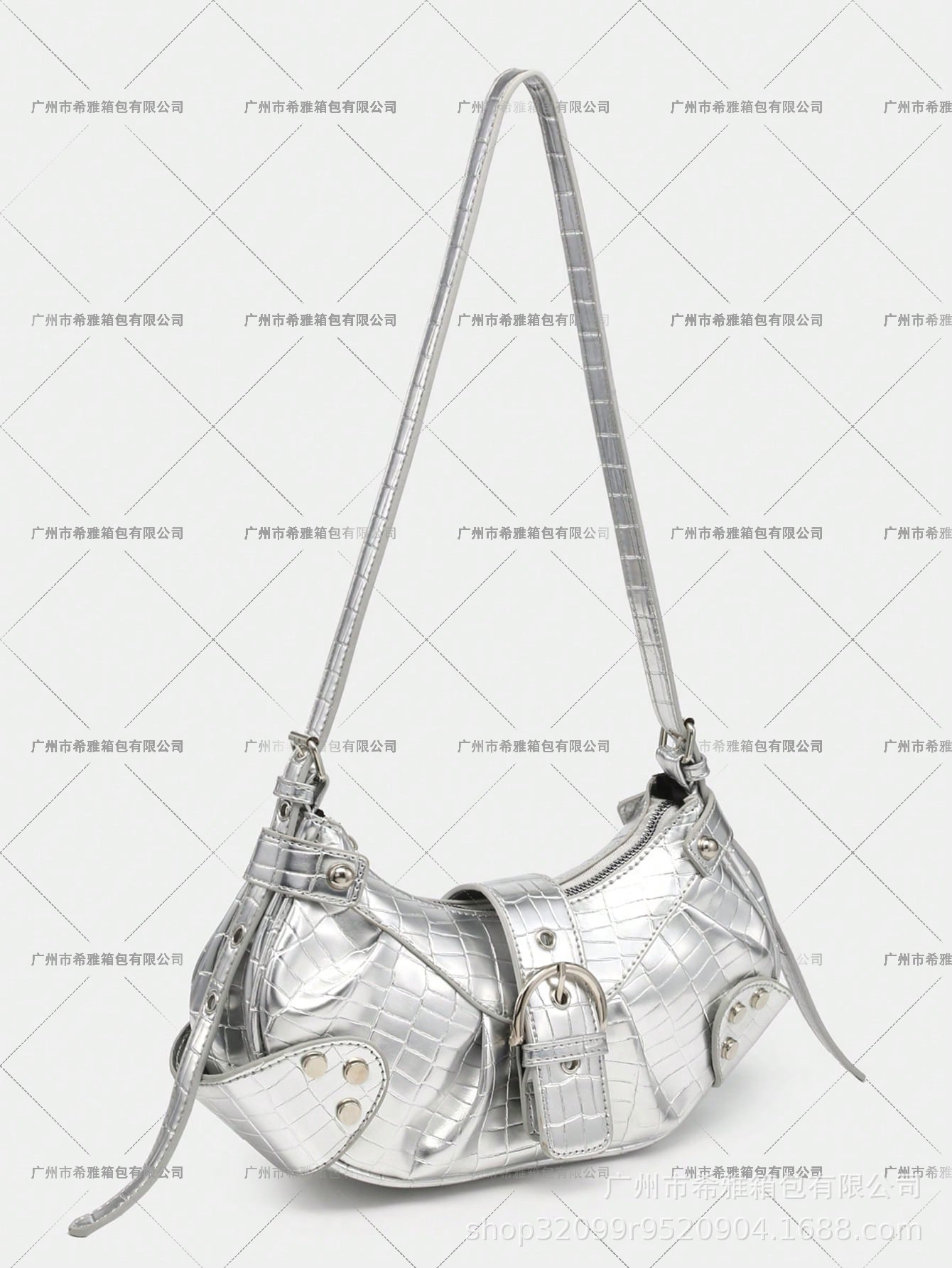 Venta caliente transfronteriza y2g retro caliente chica motocicleta bolsa de cocodrilo patrón Maillard marrón correa de hombro ajustable