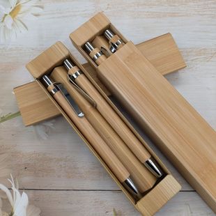 Spot Bamboo Pen Set Metal Hook Bamboo Wood Rod Touch Head Ballpoint Pen Printing Color Printing logo Advertising Pen