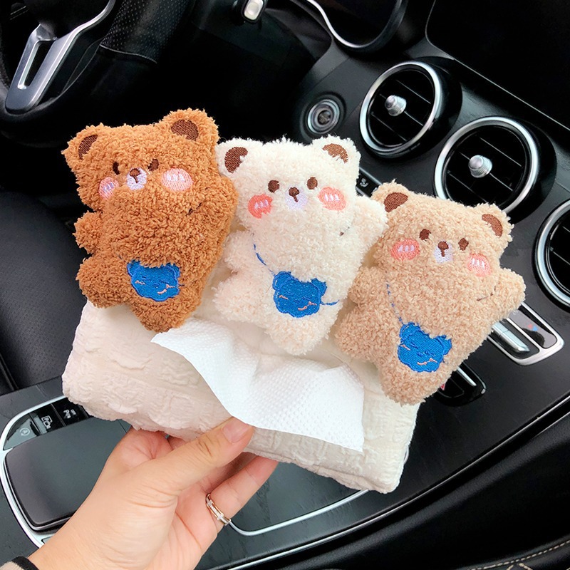 Cute Monster Caja de pañuelos de coche Caja de dibujo de papel de coche colgante Caja de reposabrazos Decoración de coche Bolsa de pañuelos de coche Mujer
