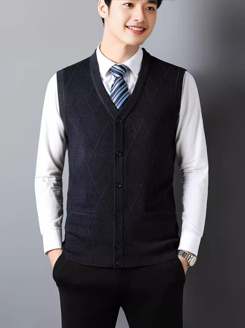 Spring knitted autumn men's woolen vest sleevless