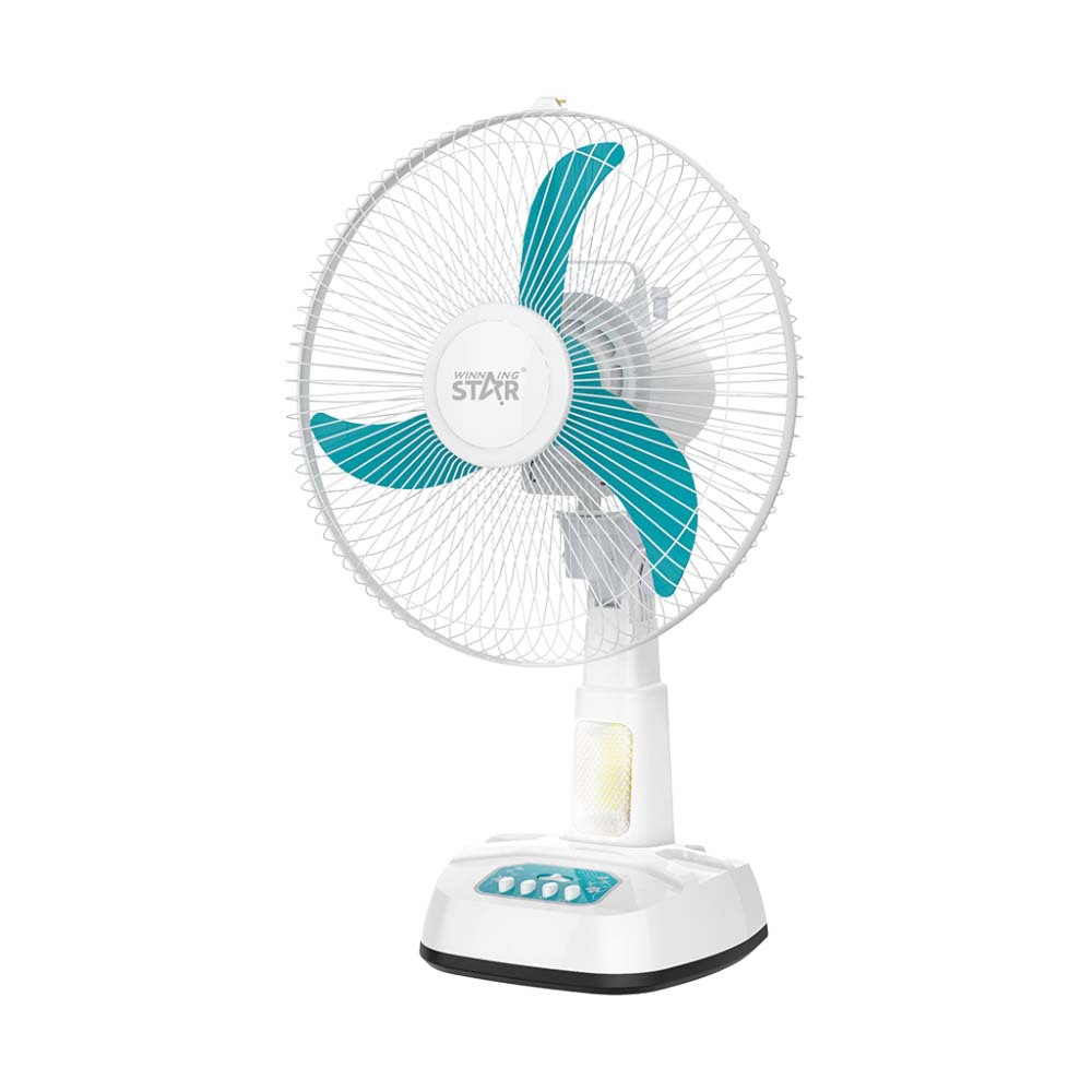 Winning star transfronteriza Reino Unido y Europa estándar ABS de 14 pulgadas ventilador de tres páginas con velocidad del viento de tres velocidades y ventilador eléctrico de escritorio que sacude la cabeza