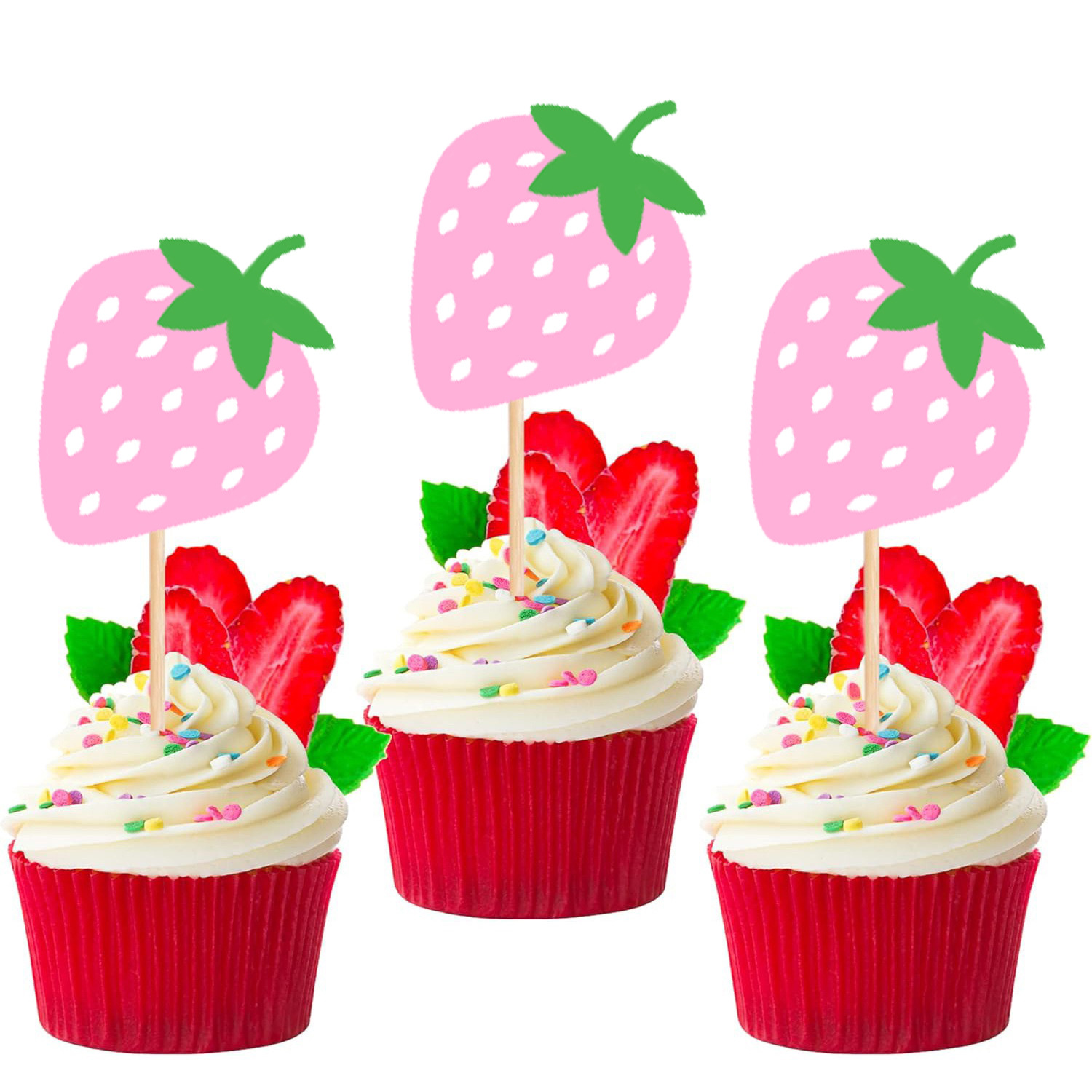 Lugar de fábrica al por mayor decoración creativa de pasteles de fiesta con letrero de fresa, letrero de decoración de postres, venta caliente transfronteriza