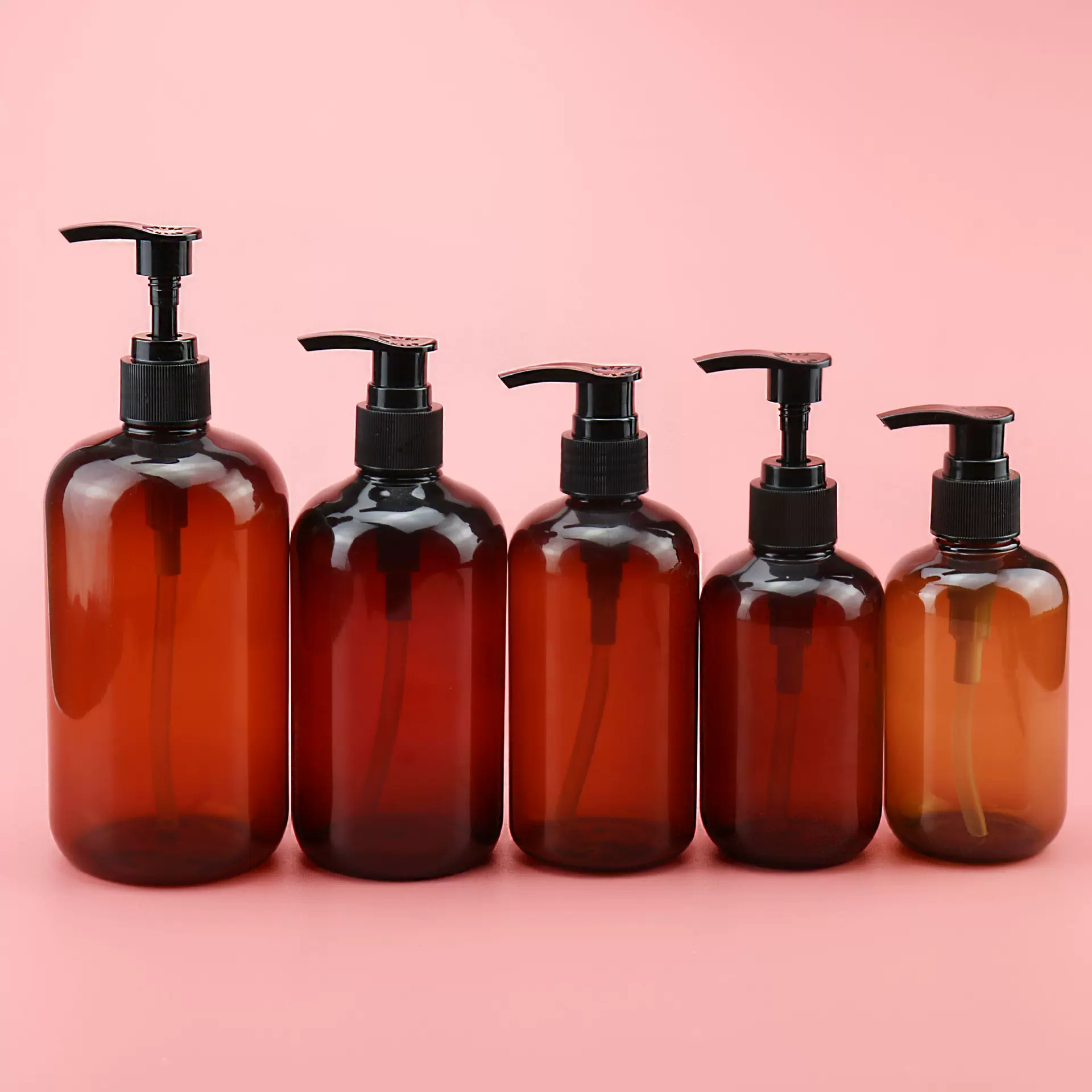 200ml-500ml矮胖棕色化妆品分装瓶乳液爽肤水精油身体乳洗发水瓶