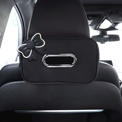 tissue box, Car tissue box/set - one-pack-black-tissue-box-black-bow