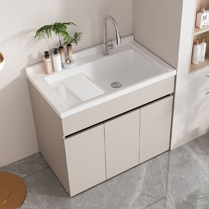 Honeycomb Aluminum Laundry Cabinet with Integrated Balcony Sink, Washboard, and Floor-Standing Washbasin Combination Balcony Cabinet Honeycomb Aluminum Laundry Cabinet with Integrated Balcony Sink, Washboard, and Floor-Standing Washbasin Combination Balcony Cabinet