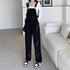 2022 Autumn new fat mm Large trousers Korean Edition Pomo Paige cowboy rompers fashion Show thin Women's wear