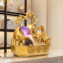招财葫芦聚宝盆流水摆件办公室循环水生财客厅风水轮开业乔迁礼品
