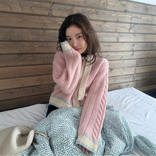 现货 马卡龙粉色雪花提花毛衣八奶2025秋冬圆领厚实上衣barnn*t