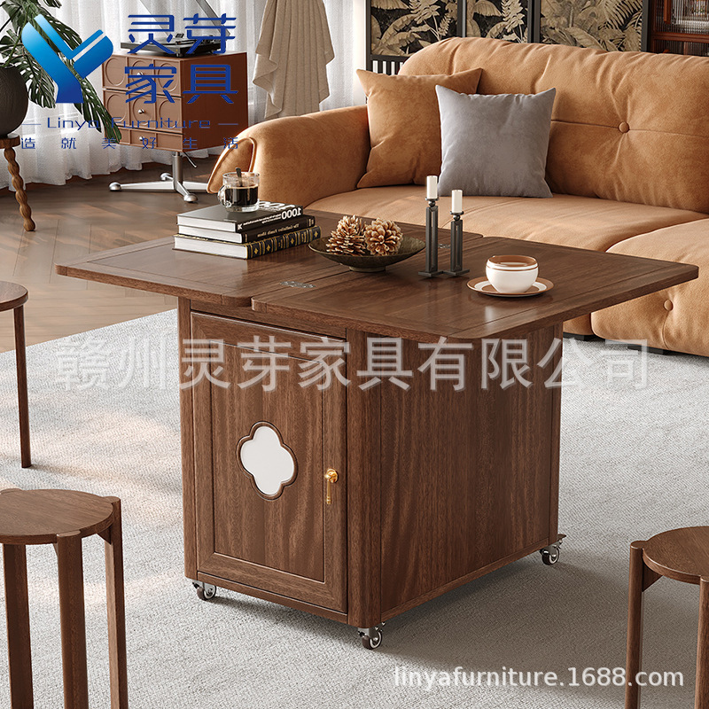 实木小推车茶几家用可折叠移动茶台茶桌小户型客厅多功能沙发边几|undefined