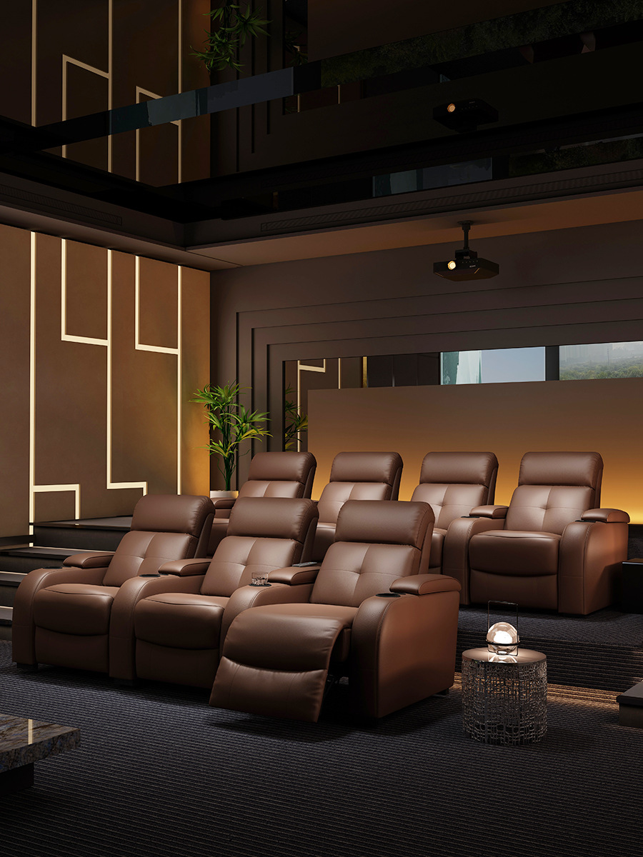 Villa Private Home Theater Viewing Sofa Combination Electric Function Ktv Movie Theater Audio-Visual Room Three-Person Seat