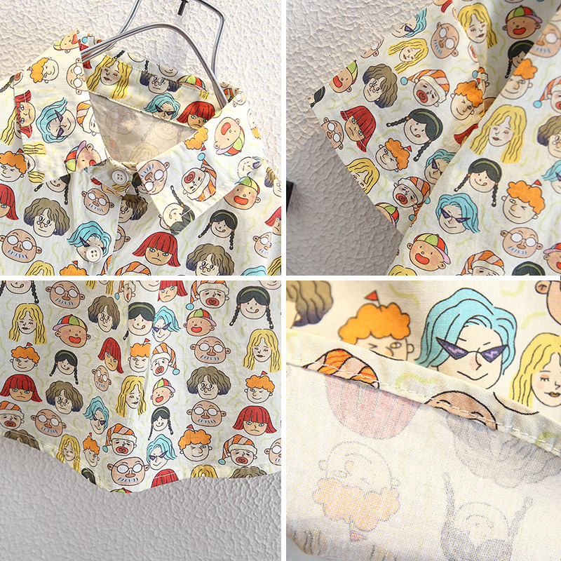 8026 Camisa de manga corta para niños Verano 2025 Nuevo estilo Niño Estilo extranjero Tesoro masculino Verano Camisa de verano para niños coreanos