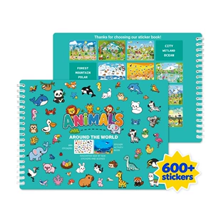 Книжка с наклейками и раскрасками «Животные» 600 шт. 3–8 лет