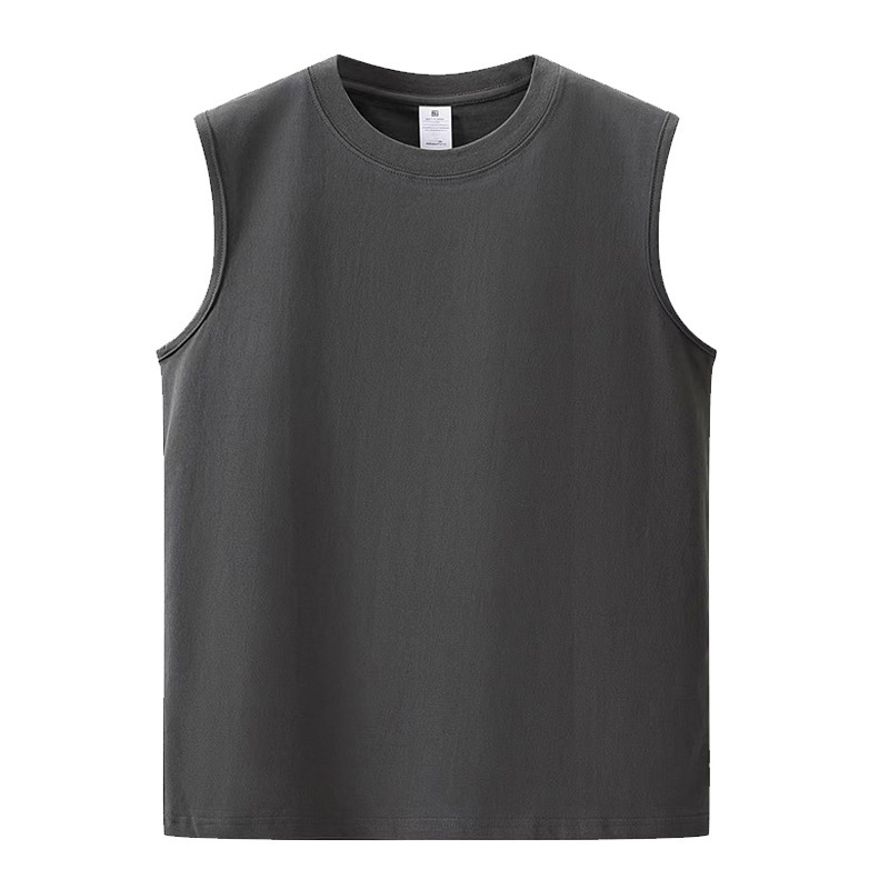 Heavy 240g cotton waistcoat men's vest loose breathable simple casual sleeveless T-shirt sports fitness summer