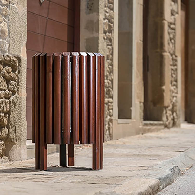 垃圾箱户外通用公园垃圾桶街道圆形大容量塑木板条跨境厂家批发