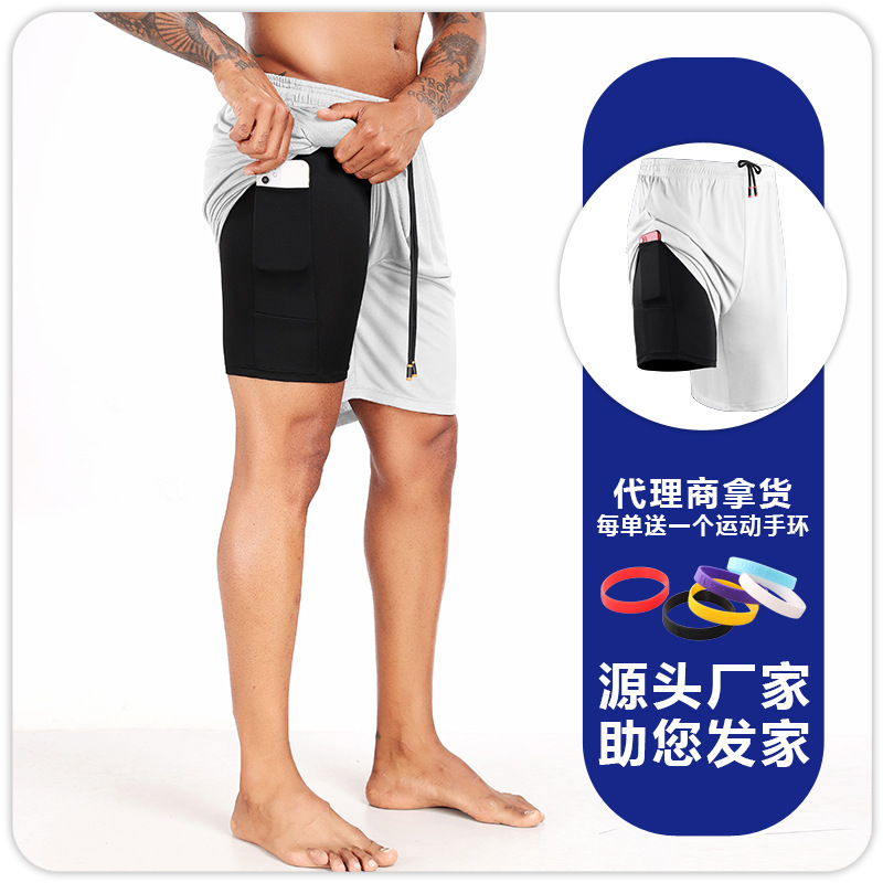 B6150 pantalones cortos falsos de hombre de verano delgados sueltos casuales de cinco puntos respirables pantalones de baloncesto para correr