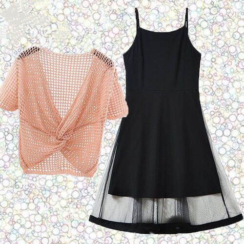 Single/Two-Piece Dress Summer Wear Waist-Clinching Slimming Elegant Lace Net Skirt Set