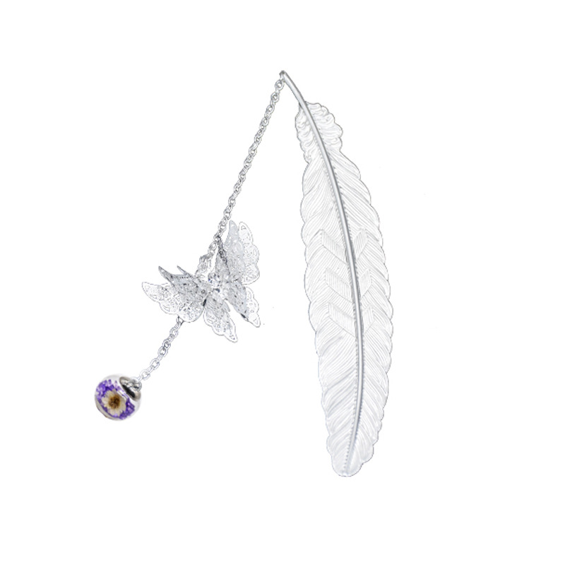 Estilo chino clásico metal pluma marcador lindo material de latón mariposa flor eterna papelería creativa regalo al por mayor