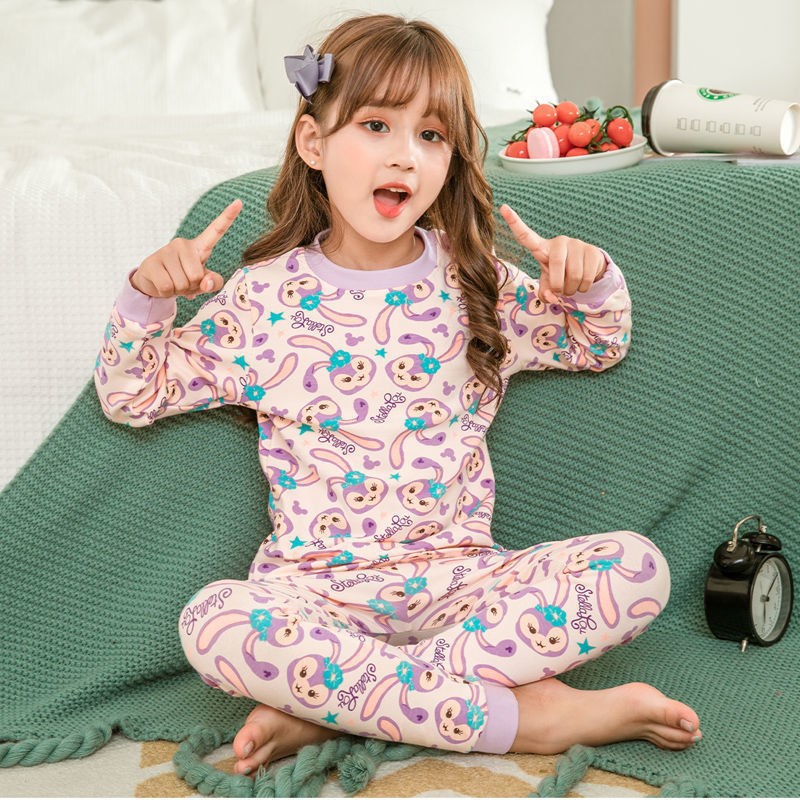 Niñas ropa interior de algodón traje Otoño e Invierno ropa de casa niños dibujos animados estrella Dai Lu Qiu manga larga Niña de manga larga Pijamas