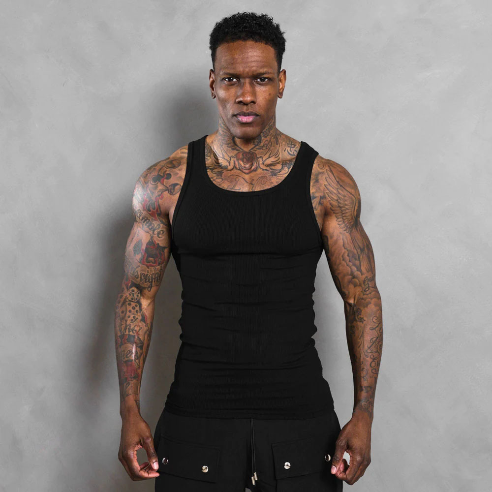 Men's Sports Tank Striped Thread American High Elastic Tight Sports Tank for Men's Summer Running Racerback Quick Drying Fitness_voghion.com