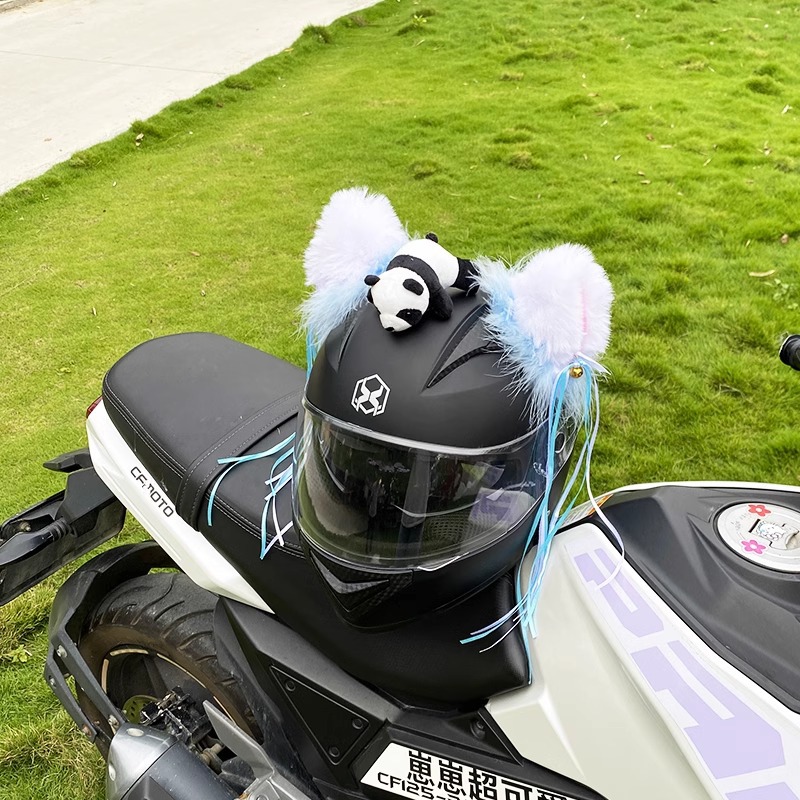Motorcycle Helmet Decoration Personalized Helmet Accessories Tassel Colorful Fur Cat Ear Detachable