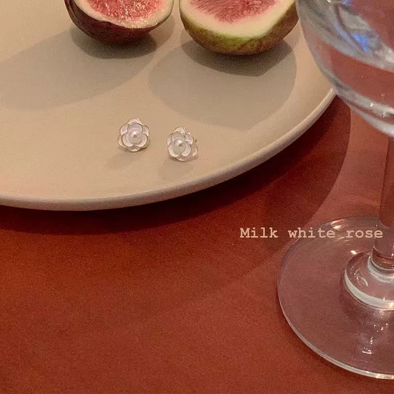 Earrings Camellia Design, Light-Luxury Floral Studs, 2024 Trend, Female