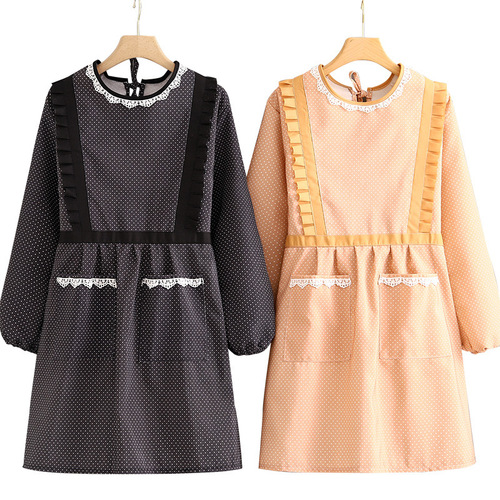 Cotton Cover Coat Women's New Long Sleeve Apron Breathable Kitchen Home Use Cooking Wear Durable Fashion Stylish Workwear for Adults