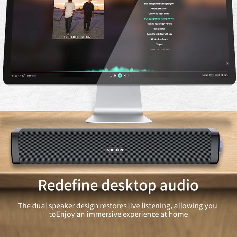 Cross-border E-1406 computer small audio desktop home notebook desktop wired strip game luminous small speaker