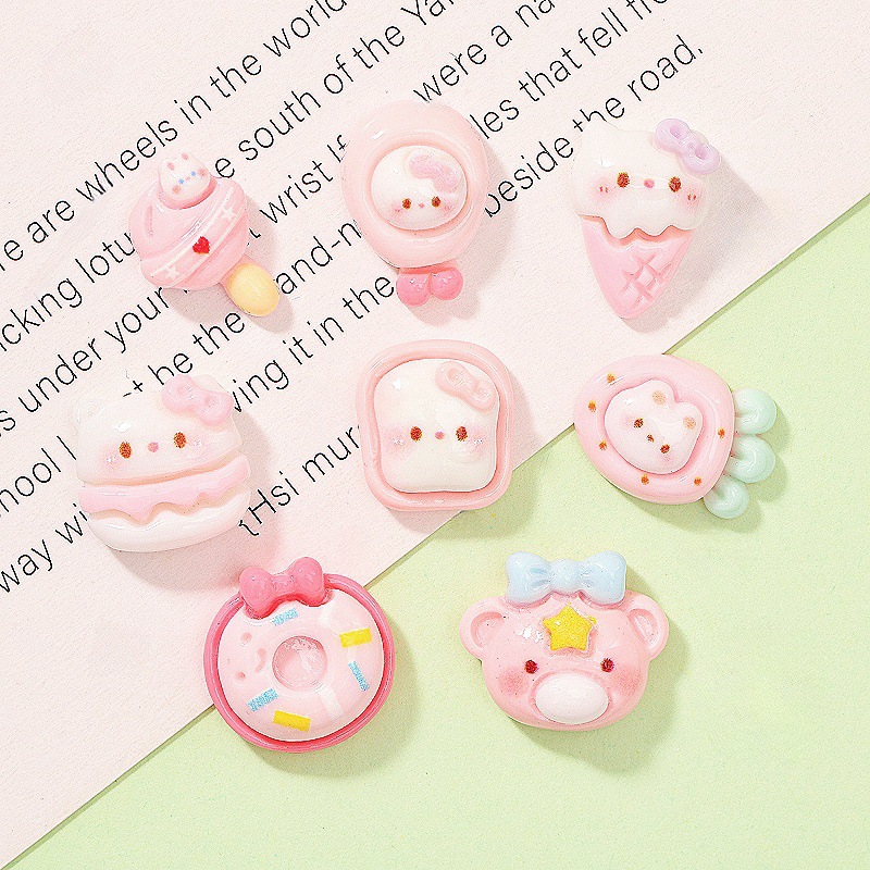 달콤하고 귀여운 파우더 토끼 미니 수지 네일 아트 쥬얼리 어린이 착용 DIY 장난감 문구 의류 액세서리