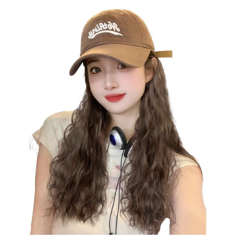 Sombrero Peluca de una pieza mejora pelo artificial moda perezoso rollo de lana Nueva versión ala de gran tamaño peluca cubierta de la cabeza completa